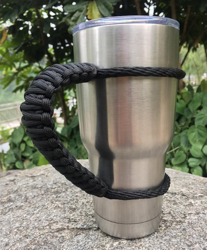 Handmade Paracord Handle for Yeti/Rtic/Ozark Trail Rambler 30 Oz Tumbler. (black)