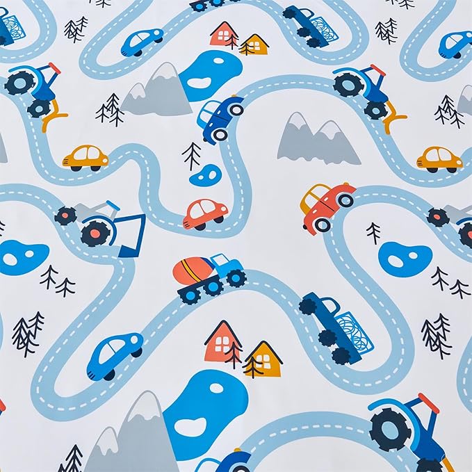 RYNGHIPY Kids Full Bed Sheets: Cars Print Sheets Set for Boys - Breathable Wrinkle Free Microfiber Flat Sheet Fitted Sheet and Pillowcases (White,Full)