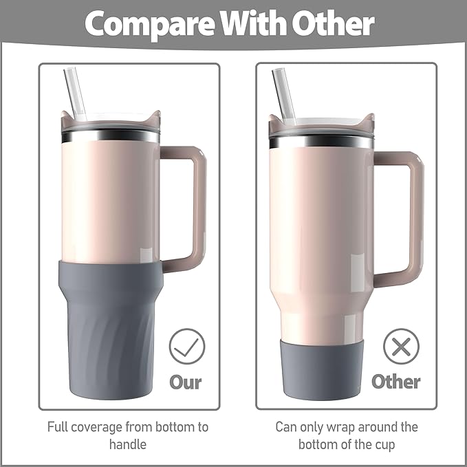 40oz Cup Accessories, Silicone Boot for 40oz Tumbler, Bottom Protector Cup Boot, Water Bottle Holder（Silicone Grey）