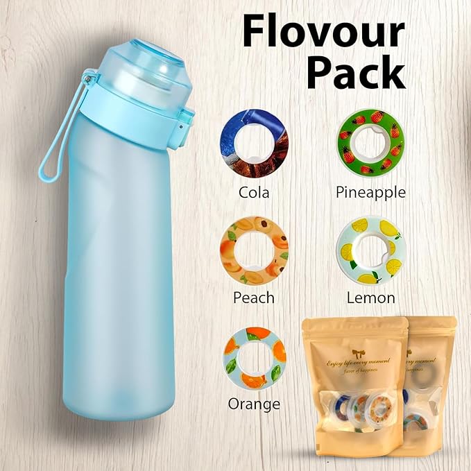 Matt Finish Water Bottle With 1 Flavor Pod | Include Straw and Strap | Silicone Leak-Proof Ring BPA Free, Air Water Bottle