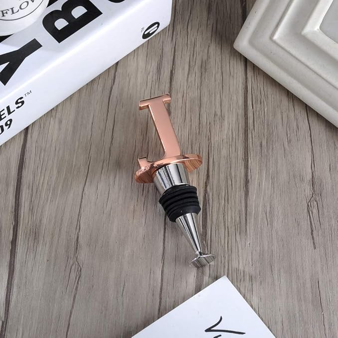 Miicol Wine Stopper, Prosecco Stopper, Wine Bottle Stopper, Personalised Champagne Stopper, Rose Gold Wine Accessories, Wine Lovers Gift, Monogram Gift, Letter J