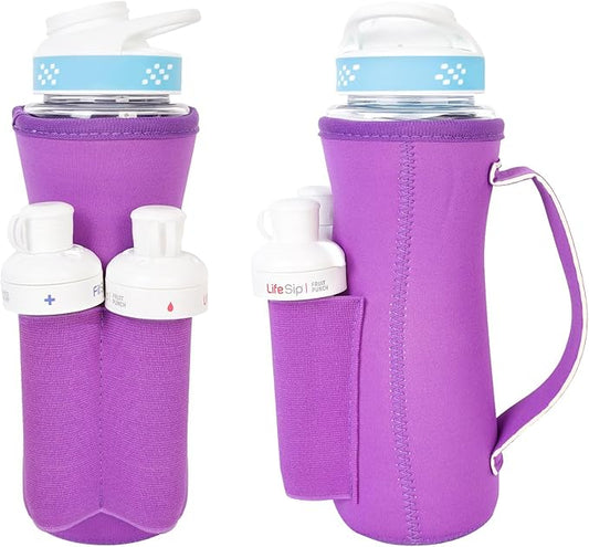 Sleeve for Cirkul Water Bottle with Cartridges Holder and Handle 22oz Water Bottle Holder for Cirkul Plastic and Stainless Steel Bottle Neoprene Sleeve for Cirkul Bottle (2 Pcs Purple)