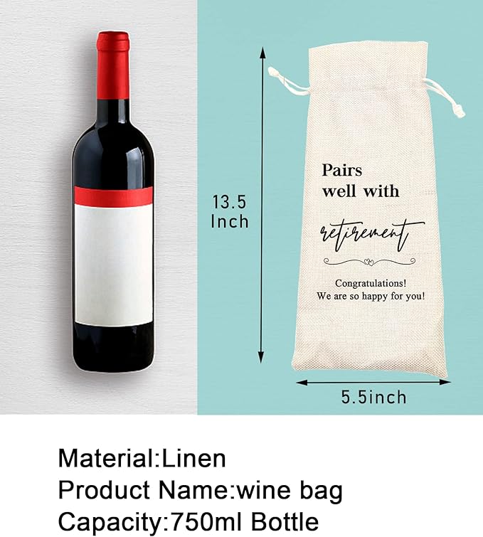 Socive Retirement Wine Bag, Retirement Gifts Wine Bags,Gift for Him or Her, Retirement Gifts Leaving Gifts for Colleagues Best Friends Coworkers Boss Nurse Teachers Retirees Work(5SW106)