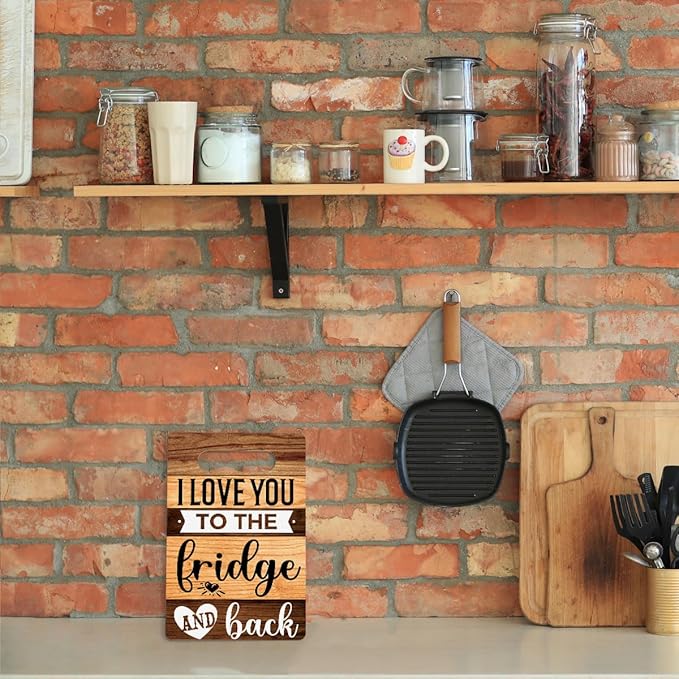 Farmhouse Kitchen Decor, Kitchen Signs Wall Decor, Kitchen Decorations, Kitchen Door Wall Hanging Decor, I Love You to The Fridge And Back Wood Sign 8 x 12 Inch