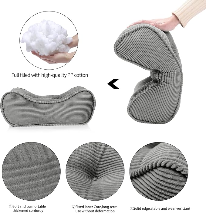 Lumbar Support Pillow for Office Chairs, Back Support Pillow for Lower Back Pain Relief, Soft & Good Support Corduroy Desk Lumbar Cushion, 17.5"x10"x5.5", Medium (Grey)