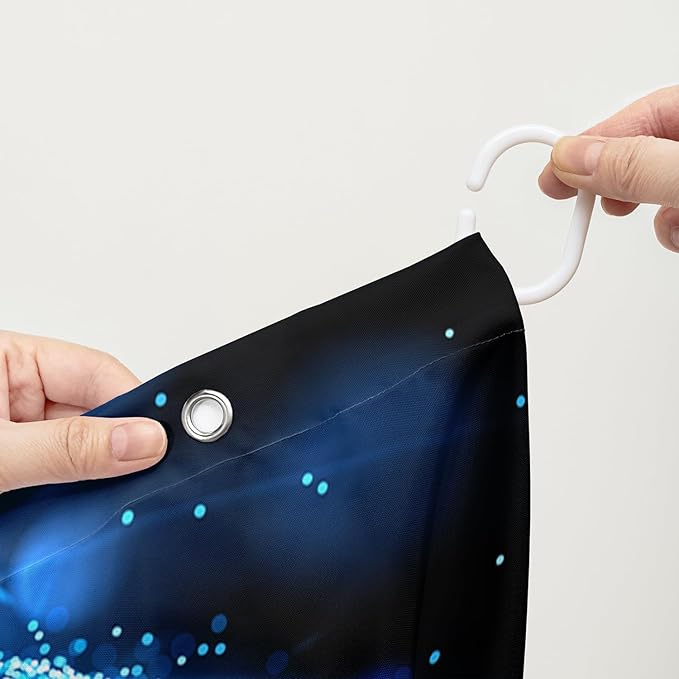 AILONEN Butterfly Shower Curtain Bathroom 72" W*72" H Sparkly Blue Butterflies Curtain Cloth Fabric Bathroom for Girls Kids,Boho Style Shower Curtain Set