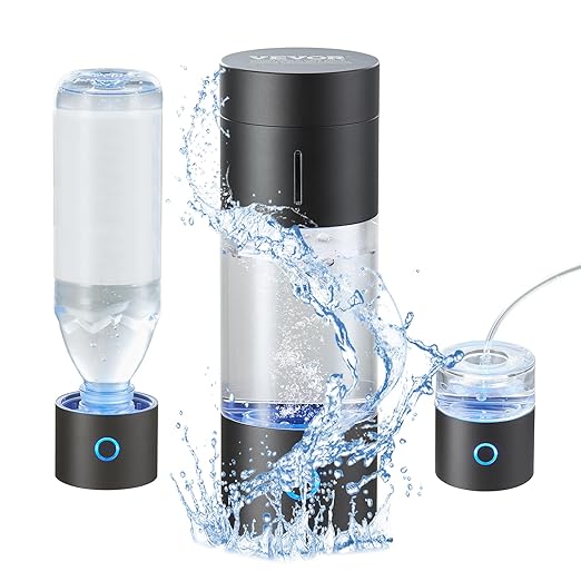 VEVOR Hydrogen Water Bottle, Hydrogen Water Bottle Generator up to 4500 ppb, 230ml Portable Hydrogen Water Machine, SPE Technology hydrogen water generator with Nasal Inhalation Tube and Self-Cleaning