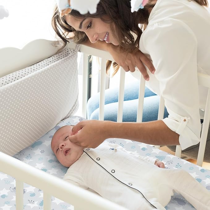 Pack n Play Fitted Sheet .2 Piece Mini Crib Sheet. Stretch Playard Sheet Portable Sheet Set. Elastic Convertible Playard Pad. Compatible with Graco Pack n Play (Baby Whale and Hedgehog)