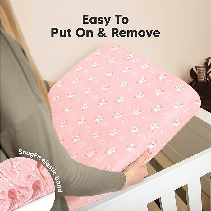 2-Pack Organic Crib Sheets for Boys, Girls - Jersey Fitted Crib Sheet, Baby Crib Sheets Neutral, Crib Mattress Sheet, Cotton Crib Sheets, Breathable Crib Sheet, Baby Mattress Sheets (Dreamland)