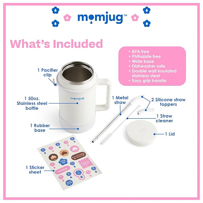 the Original Water Bottle for Moms without Breast Indicator (white)