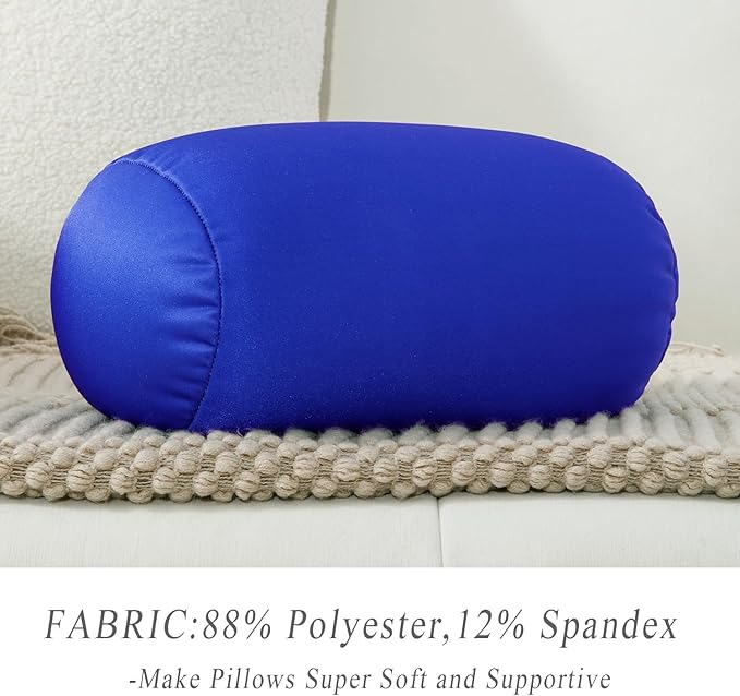 Microbead Body Pillow, Tube Microbead Bolster Bean Smooth Cool Pillow Neck Cervical Roll Pillow for Sleeping 7 x 12Inch Throw Travel Pillow(Sapphire Blue)
