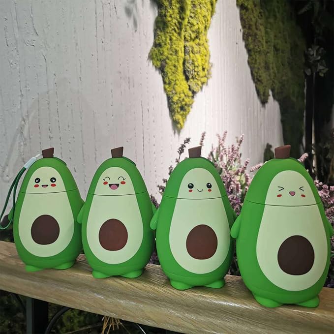 RiToEasysports Avocado Water Bottle, Cartoon Avocado Glass Double Layer Cute Water Cup Portable Girl Drinking Cup Gifts with Portable Carrying Rope Avocado Water Bottle