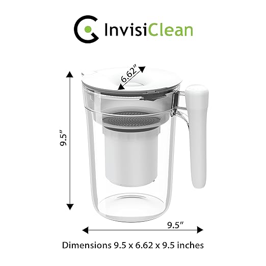 InvisiClean Filtered Water Pitcher with TDS Meter Included - Zero TDS Rated Filter