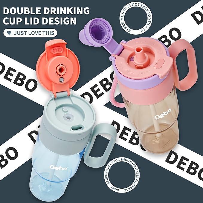 Water Bottle Tritan Material Safe for Health with BPA-Free Straw, Tea Infuser, and Portable Handle - Easy to Clean and Leakproof - Suitable for Hot and Cold Drinks. (blue)