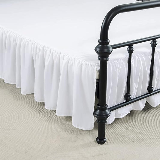 Bed Skirt Ruffled Bed Skirt with Split Corners, 18 Inch Drop Dust Ruffle Bed Skirt with Platform, White,King Size