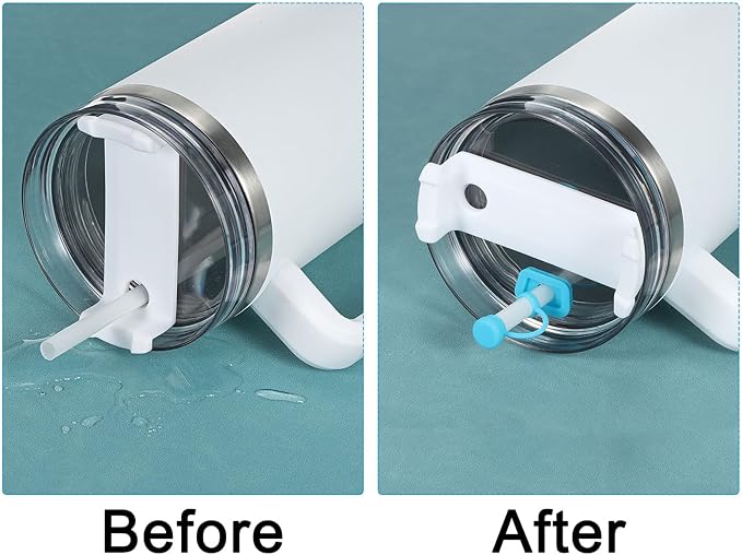 PATIKIL Silicone Spill Stopper for Straw Cup 1.0 40oz/ 30oz, Set of 6 Tumbler Accessories Including 2 Straw Cover Cap, 2 Square Spill Stopper and 2 Round Leak Stopper, Blue