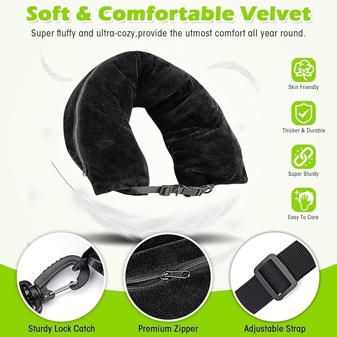 Stuffable Neck Pillow For Travel, Customizable Comfort and Ergonomic Support for Neck and Head, Ideal for Airplane, Car, Train, and Office, Soft, Breathable Cover, Lightweight and Portable