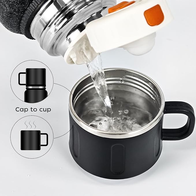 Insulated Stainless Steel Water Bottle, 27oz/800ml Sports Water bottles with Double Walled and Vacuum Insulated Metal for Travel, School, and Gym (Black)