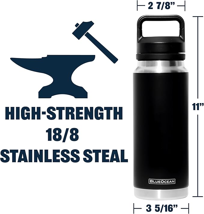 Classic 27 oz Water Bottle, Insulated Stainless Steel With Pro-Tough Lid | Perfect Insulated Water Bottle And Tumbler As Travel Water Bottle, Bike Water Bottle, Or Gym Water Bottle (Black)