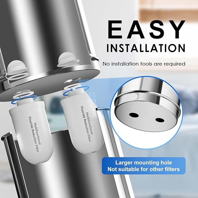 Purewell 2 Pack K8006 Multifunctional Fluoride Water Filter Elements, Replacement Filters for Purewell Upgraded PW-FH/PW-FH-CF/PW-FH-FT Gravity Water Filter System