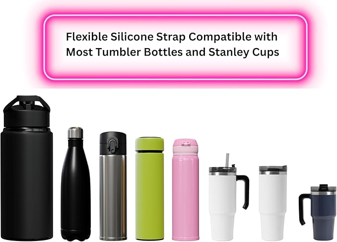 Stanley Accessories Water Bottle with Strap Bottle Sling Carrier with Handle Attachment Fits Most 8-40oz Tumbler & Stanley + 4Cute Straw Covers 3D Straw Toppers Gift Set-Cup