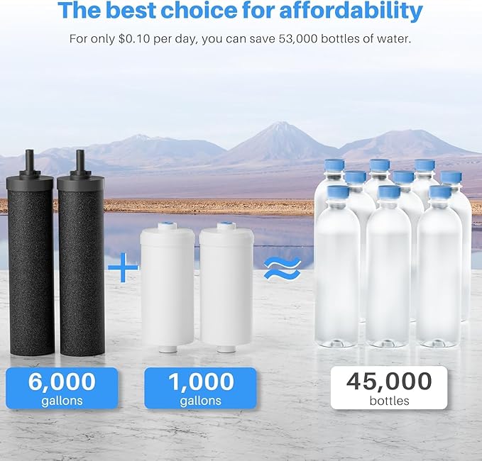 Water Filter Replacement for Berkey® Gravity Water Filter System, Compatible with Berkey® BB9-2® Black Filters & PF-2® Fluoride Filters,Combo Pack.