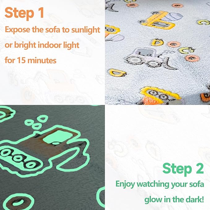 Kids Sofa, Glow in The Dark Toddler Chairs Children's Extra Wide Convertible Sofa to Lounger - Extra Soft 2 Seats 2 in 1 Flip Open Chair & Sleeper, Toddler Couch, Kids Sofa Bed