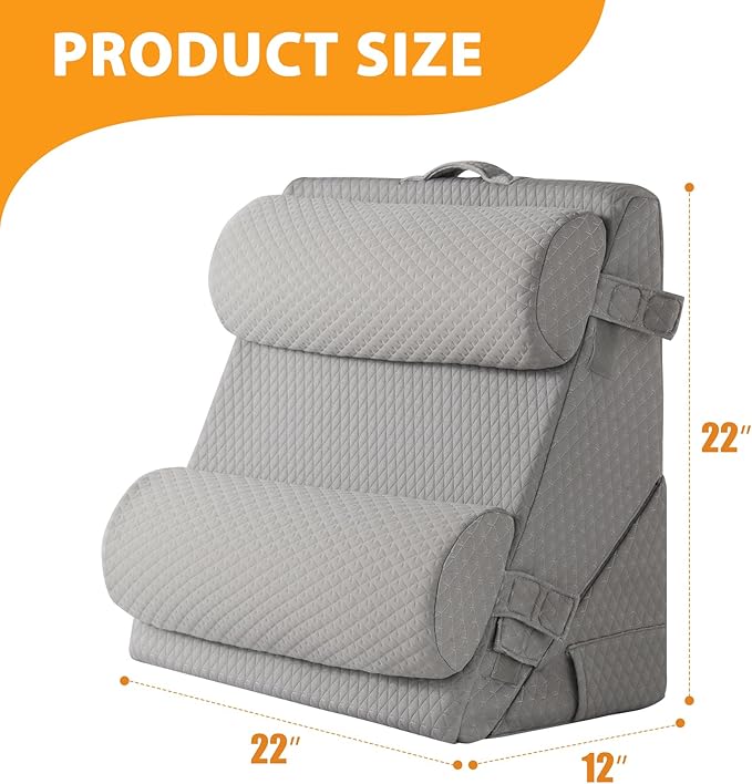 4PCS Orthopedic Bed Wedge Pillow Set for Sleeping, Wedge Pillow for Back Pain Relief, 10-in-1 Adjustable Bed Wedge Pillow Post Surgery, Triangle Pillow for Acid Reflux Snoring Gerd, Grey