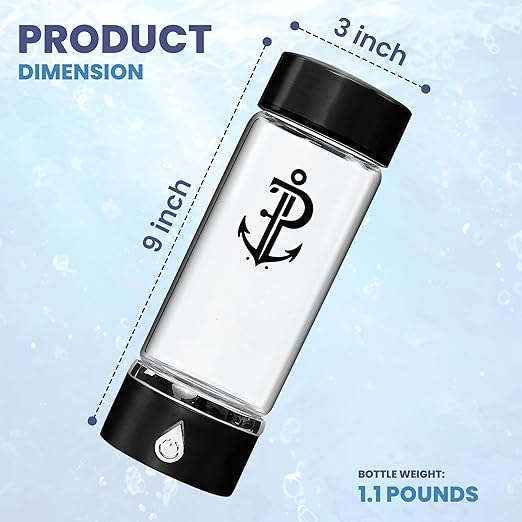 Hydrogen Water Bottle Generator | Durable SPE PEM Electrolysis Technology Hydrogen Water in 3 Min | Portable Water Quick Ionizer Machine for Home, Office, Travel, Exercise, Daily Use & Gifts (Black)