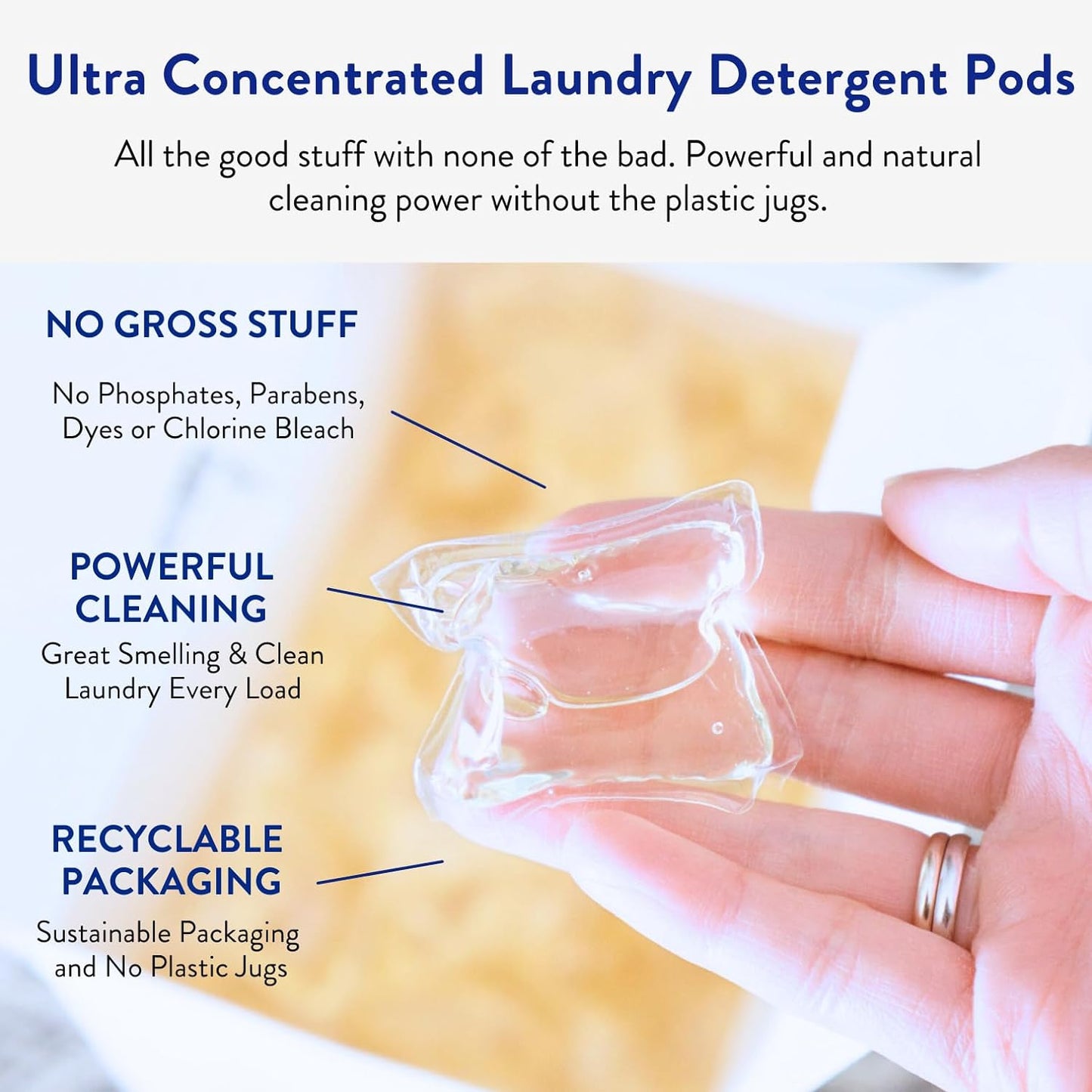 The Clean People Laundry Detergent Pods - Recyclable Packaging, Hypoallergenic, Stain Fighting - Ultra Concentrated, Laundry Soap - Baby (Unscented), 32 Pack