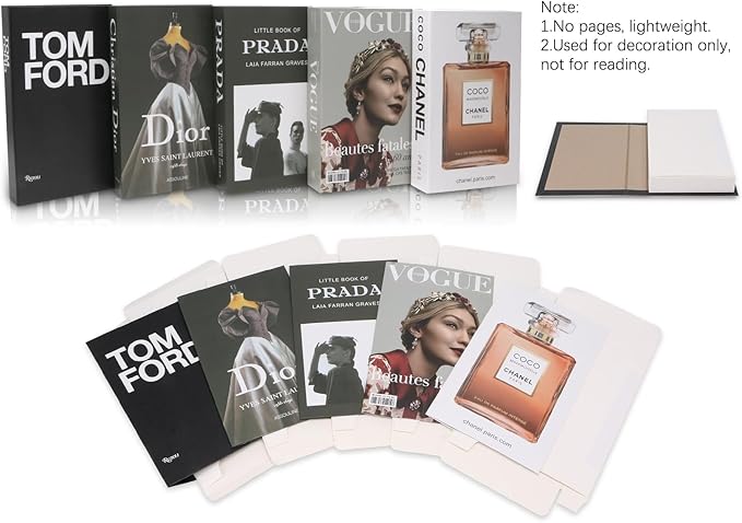 Fake Books for Decoration, Decorative Books for Home Decor, Bookshelf Coffee Table Designer Decor Set Aesthetic, Faux Books for Console Living Room TV Stand Entry Luxury Fireplace End Table 5Pcs