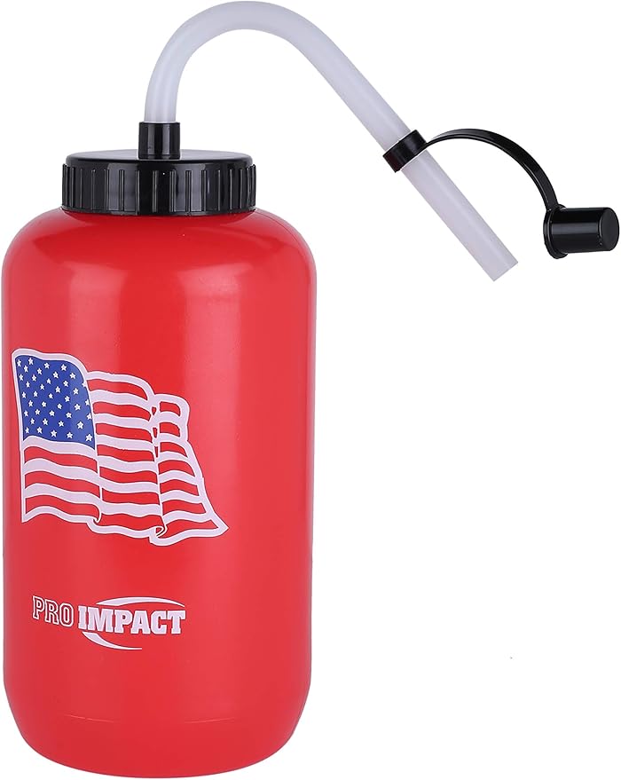 Pro Impact Squeezable Water Bottle Bendable Long Straw - LDPE BPA Free Plastic - Hydration for Baseball Hockey Gym MMA Yoga Boxing Cycling Softball Football Lacrosse (35.5 Oz.)