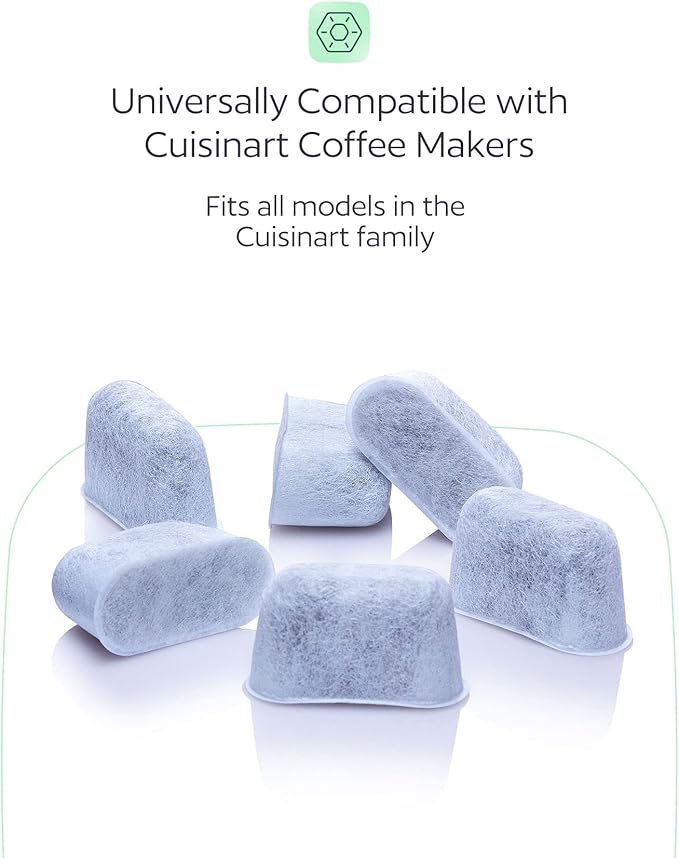 6 Water Filters for Cuisinart Coffee Makers - Fits all Cuisinart Coffee Brewers - Replacement Charcoal Water Filters for Cuisinart