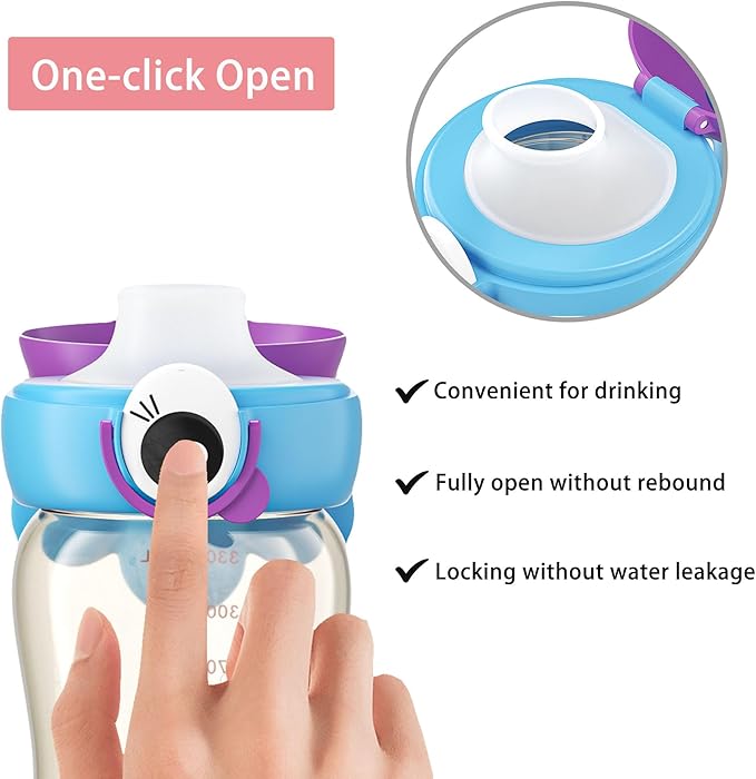 Kids Water Bottle for School or Travel, 11oz Reusable Kids School Water Bottle, Leak-Proof Portable Water Bottle for Girls & Boys, BPA-free (Blue, 1 Pack)