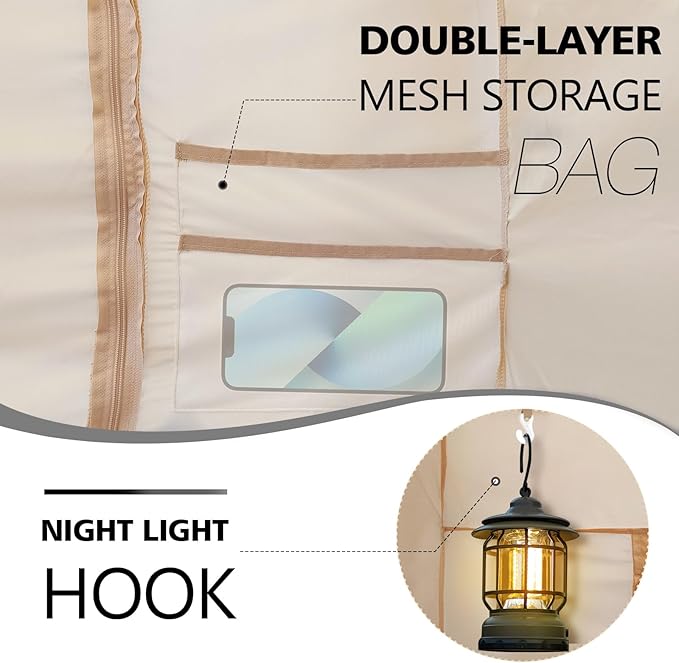 Bed Tent Bed Canopy Full Size Tents for Adult and Kids- Portable Dream Tent Indoor Sleeping Tents 70% Blackout with 3 Doors Breathable Big Space Tents