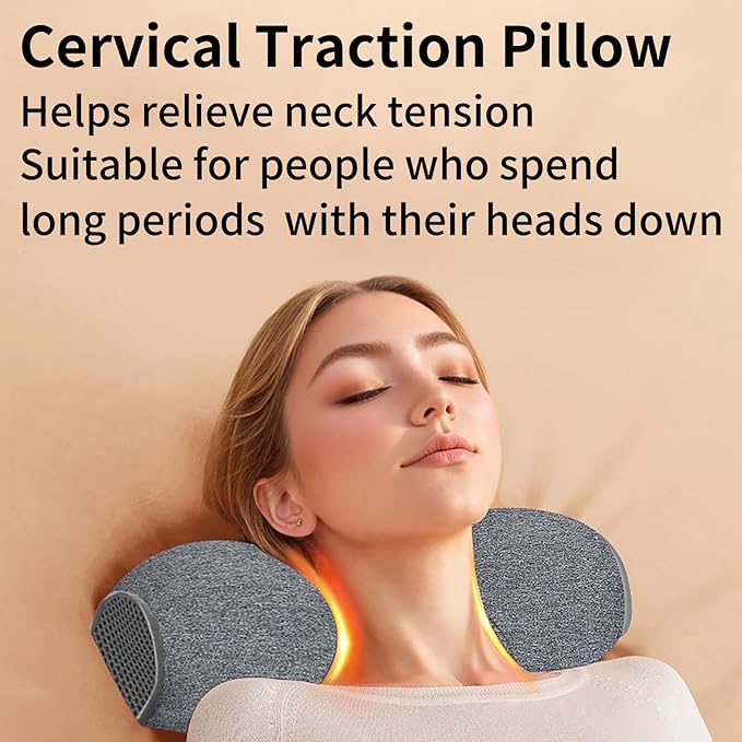 Cervical Neck Pillow: Designed to Help Alleviate Neck discomfort. This Neck Pillow for Sleeping can be Used as a Cervical Traction Device, for Neck Support and Shoulder Relaxation. (Grey)