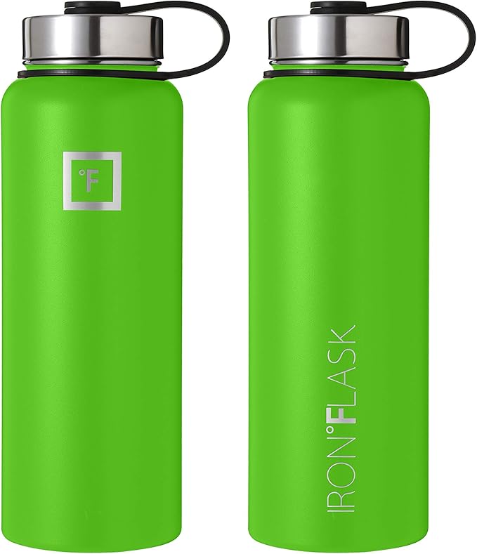 IRON °FLASK Sports Water Bottle - 18 Oz, 3 Lids (Straw Lid), Leak Proof, Vacuum Insulated Stainless Steel, Double Walled, Thermo Mug, Metal Canteen