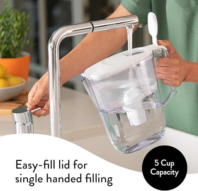 Aqua Optima Daisy Jug Water Filter Pitcher with 1 Universal Filter (White)