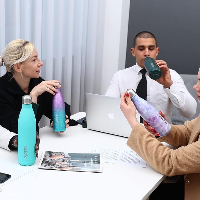 BJPKPK Insulated Water Bottles 17oz, Leak Proof Stainless Steel Water Bottle keeps Cold for 24H and Hot for 12H, BPA Free Water Bottle-Green