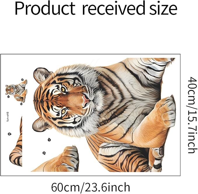Lifelike Tiger Wall Decal 3D Animals Wall Sticker Safari Wall Decor for Nursery Kid'sroom School Classroom Livingroom Bedroom Bathroom Decoration (Lifelike Tiger 3)