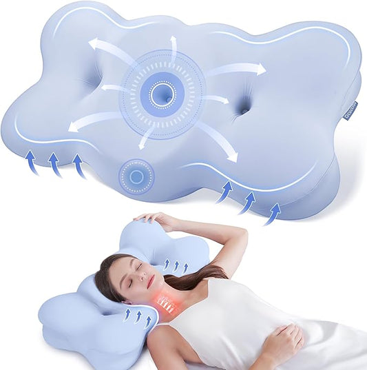 Cooling Cervical Neck Pillow for Sleeping, Cloud Shape Memory Foam Contour Pillows for Neck and Shoulder Pain, Ergonomic Orthopedic Cozy Bed Pillow for Side Back Stomach Sleepers, Mom Dad Gifts