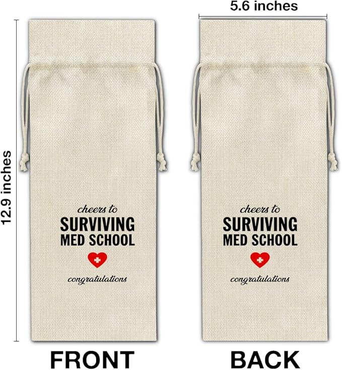 HOIJAUMAI Med School Graduation Gifts Med School Graduation Wine Bag Surviving Med School Wine Gift Bags for Women Men