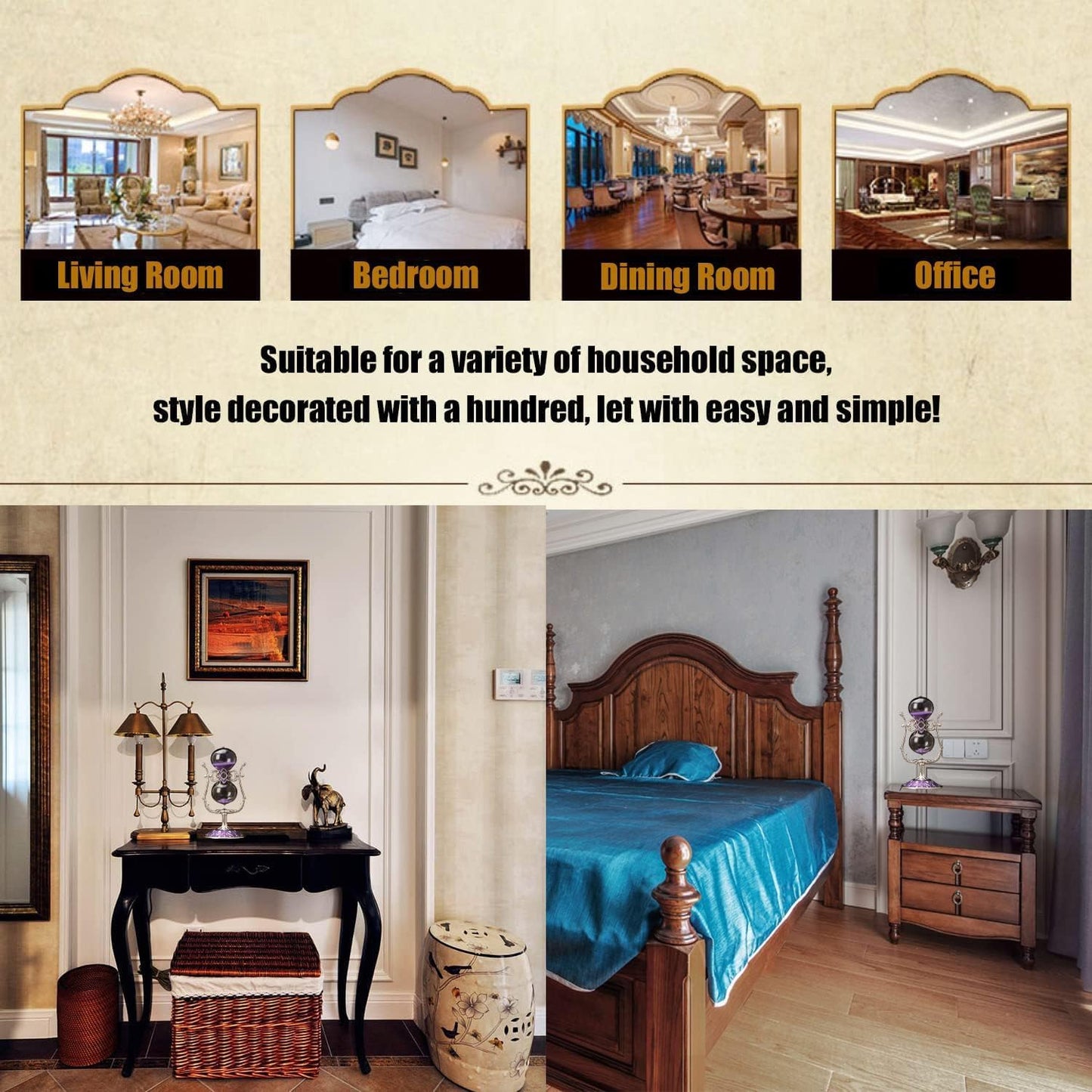 Sanduhr 15 Minuten,Metal Vintage Hourglass,Hour Glass,Hourglass Decor,for Home Decoration Office Desk Wedding Party Decor Kitchen Timer (Violetter Sand)