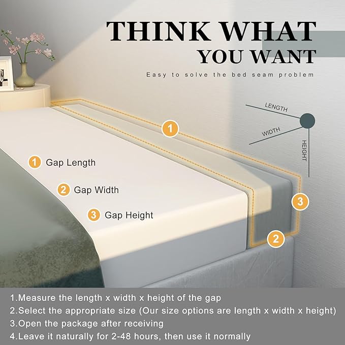 Mattress Extender, Bed Gap/Space Filler, Headboard Pillow Between Headboard and Mattress or Wall, High-Density Foam with Removable Cover(Light Grey-54 * 4 * 10in)