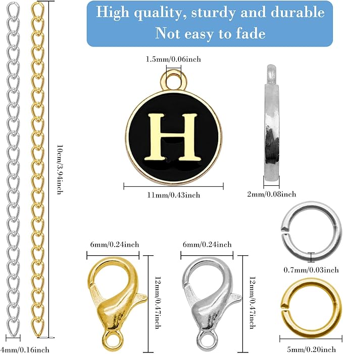 6PCS Letter Charm Accessories for Stanley Cup, Name ID Letter Handle Charm for Stanley Handle Identification Letter Pendant Handle Decoration for Stanley Tumbler Charms (Letter H)
