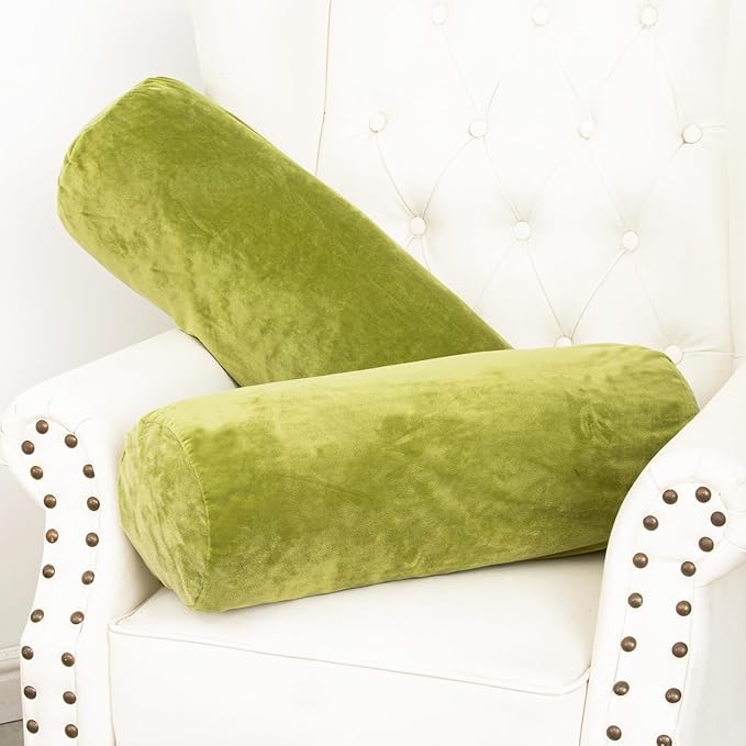 Body Pillow, Memory Foam Body Pillows for Adults Sleeping, Decorative Bolster Pillow for Bed & Couch, Long Cylinder Tube Round Pillow, 24x7.87 Inches, Set of 2 (Green)
