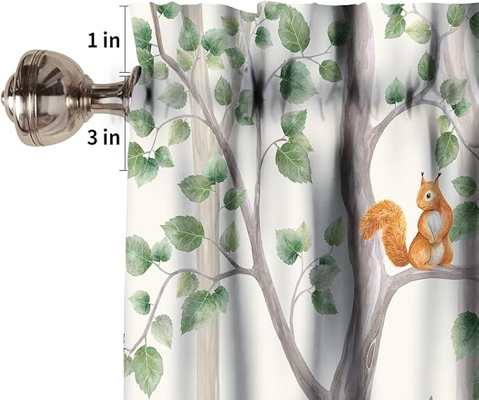 Forest Animal Kitchen Valances,Fox Elk Bird Animal Watercolor Woodland Print Kitchen Curtains Valances Kids Nursery Bedroom Living Room Cafe Home Decoration 54x18 Inch, 1 Panel