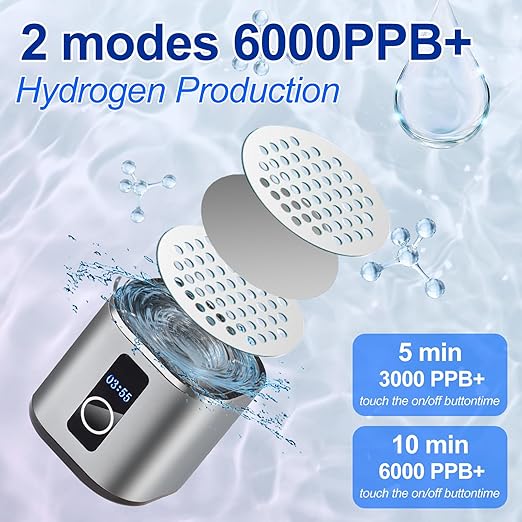 6000PPB Hydrogen Water Bottle, 3-in-1 Multifunctional, 2 Modes Rechargeable Portable Hydrogen Water Bottle Generator, LED Display, Water Ionizer Machine with SPE PEM for Office, Drinking,Gifting