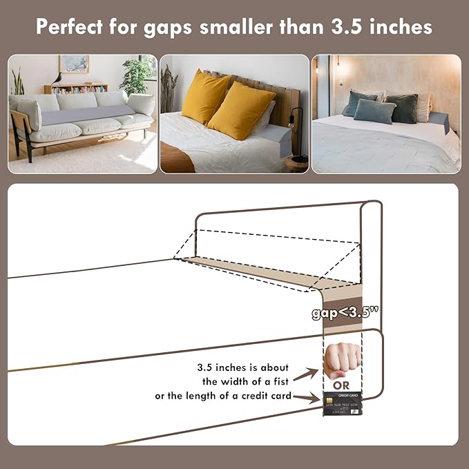 Vekkia Queen Bed Wedge Pillow for Headboard/Headboard Pillow/Bed Gap Filler/Pillow Wedge for Headboard Gap,Close Gaps Between Mattress and Headboard(Gray 60"x6.5"x4.5")