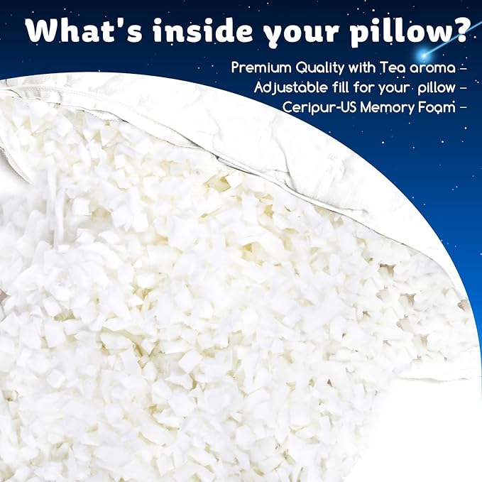 Cooling Side Sleeper Pillow for Neck and Shoulder Pain, Luxury Shredded Memory Foam Curved Bed Pillows for Sleeping Set of 1- Adjustable King Size- Washable Cover Original White